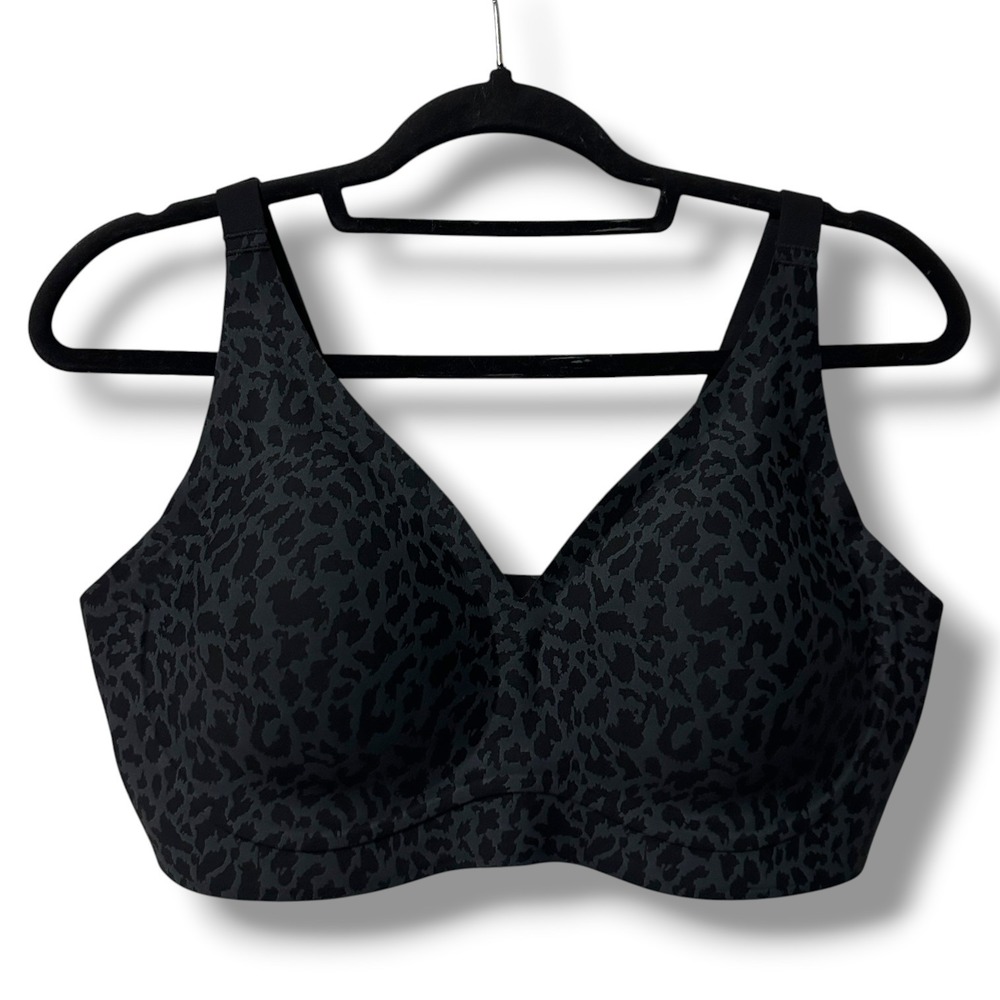 Popilush Seamless Wireless Jelly Leopard Contour Minimizer Support Bra Black XL